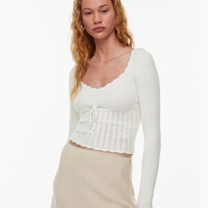 Aritzia Wilfred Soloist Sweater Small Long Sleeve White Vneck